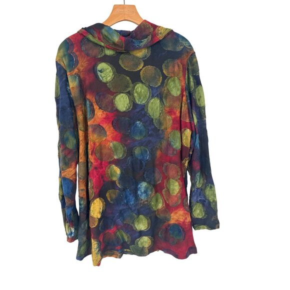Ali Miles Multicolor Cowl Neck Long Sleeve Tunic Top size XL womens - Picture 3 of 4
